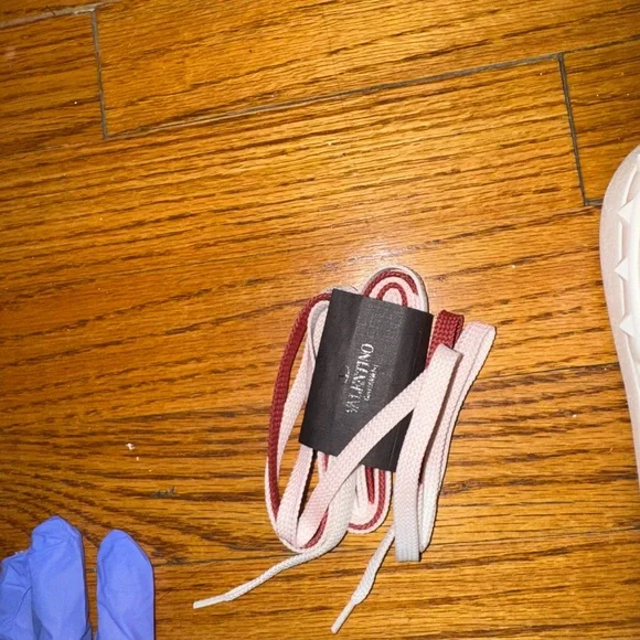 Valentino Garavani White and Burgundy Sneakers